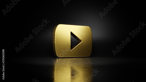 Gold Metal Symbol Of Youtube Logo 3d Rendering With Blurry Reflection On Floor With Dark Background Stock Illustration Adobe Stock