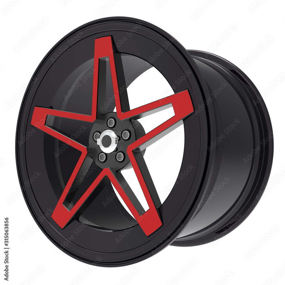 Obraz premium 3D render of a aluminium car wheel isolated on white background