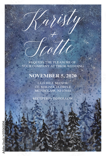 Starry Night Pine Forest Backgrounds