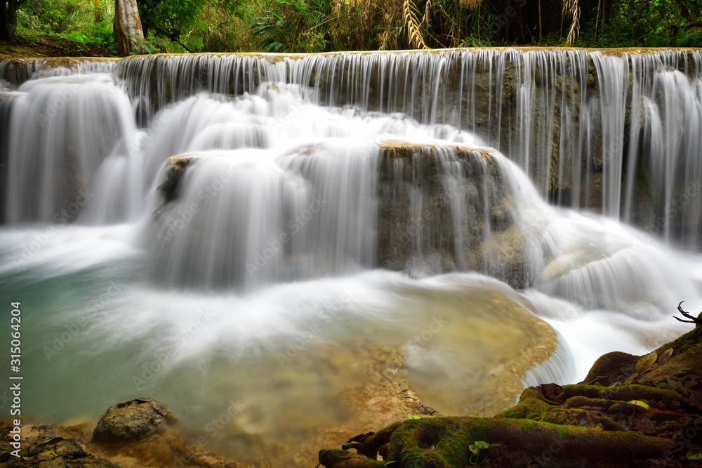 Beautiful Kung Si waterfall at Luang Prabang in Laos, Natural background