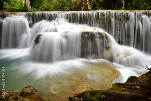 Beautiful Kung Si waterfall at Luang Prabang in Laos  Natural background