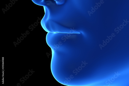 3d rendered illustration of an abstrac blue female mouth