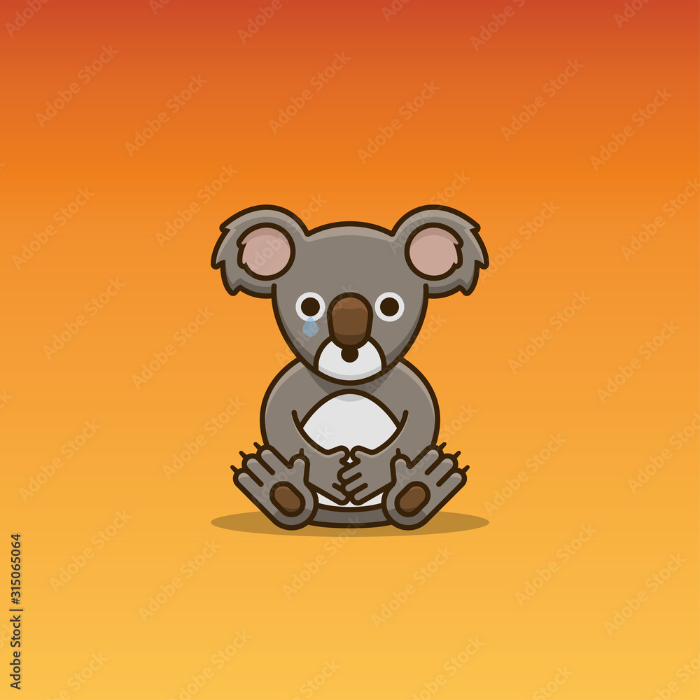 Fototapeta premium Sad Koala with tear vector illustration