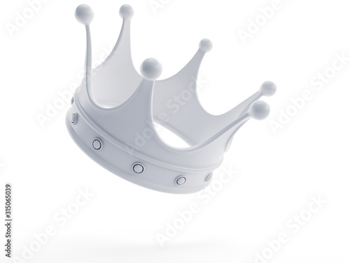 3d rendered object illustration of an abstract white crown