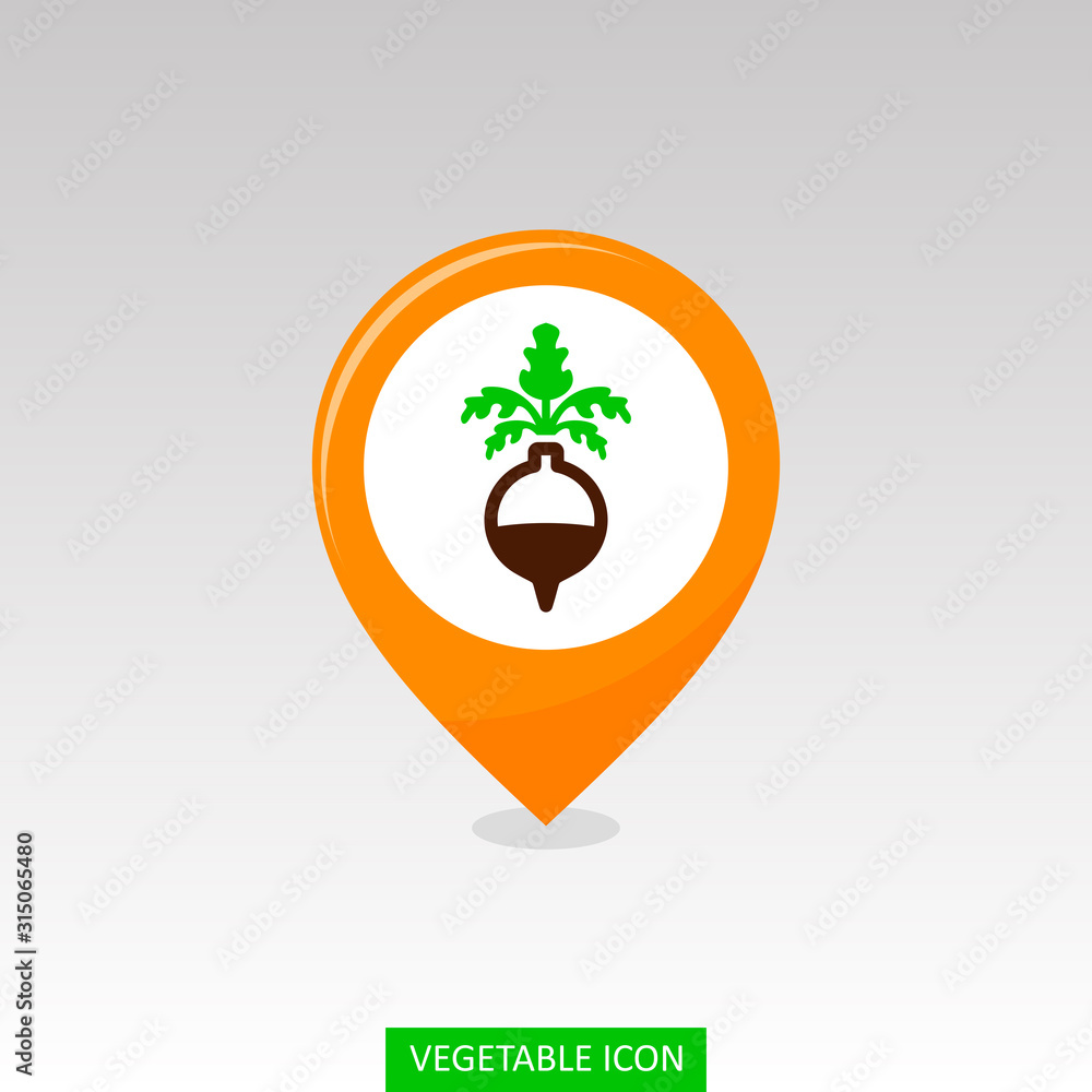 Rutabaga or Swede flat pin map icon. Vegetable