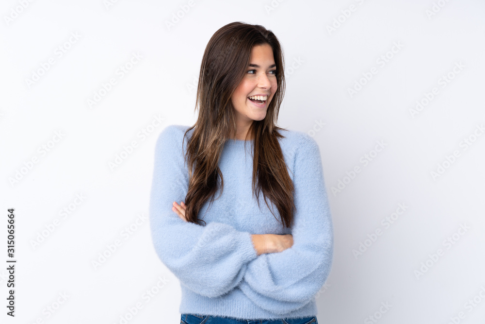 Teenager girl over isolated white background happy and smiling Teenager girl over isolated white background happy and smiling