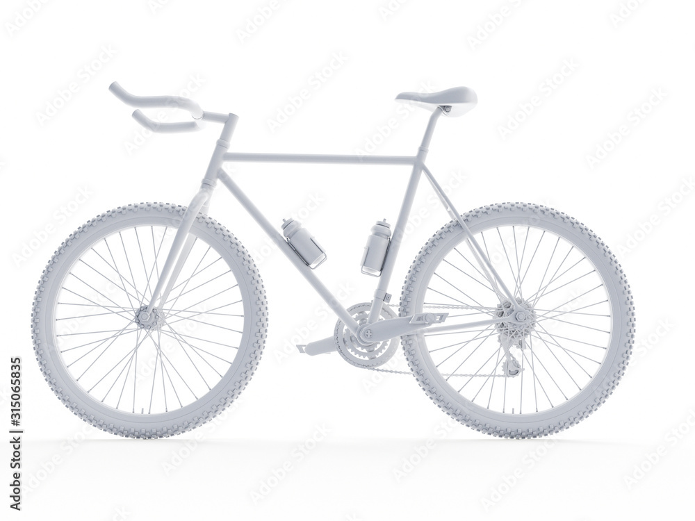 3d rendered object illustration of an abstract white bicycle