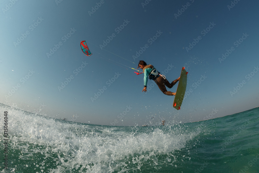 Kitesurfer on red Sea