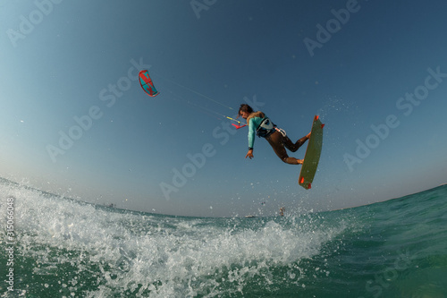 Kitesurfer on red Sea