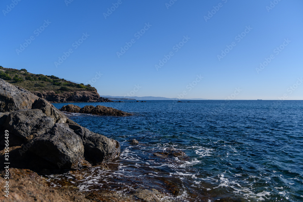 Beautiful rocky coastline and blue sea