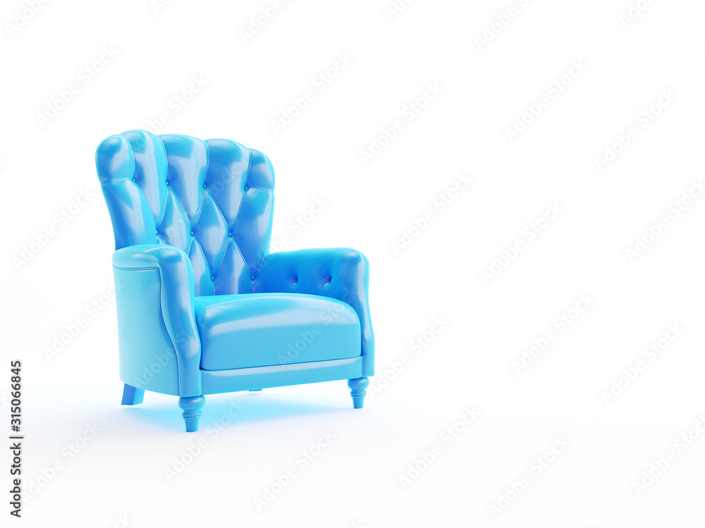 3d rendered object illustration of an abstract blue arm chair 3d rendered object illustration of an abstract blue arm chair