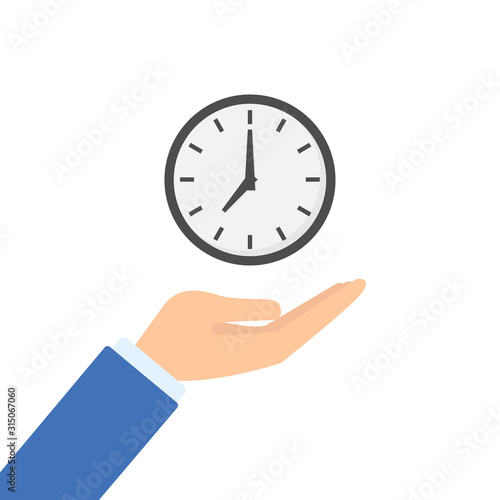 hand with time in flat style, vector