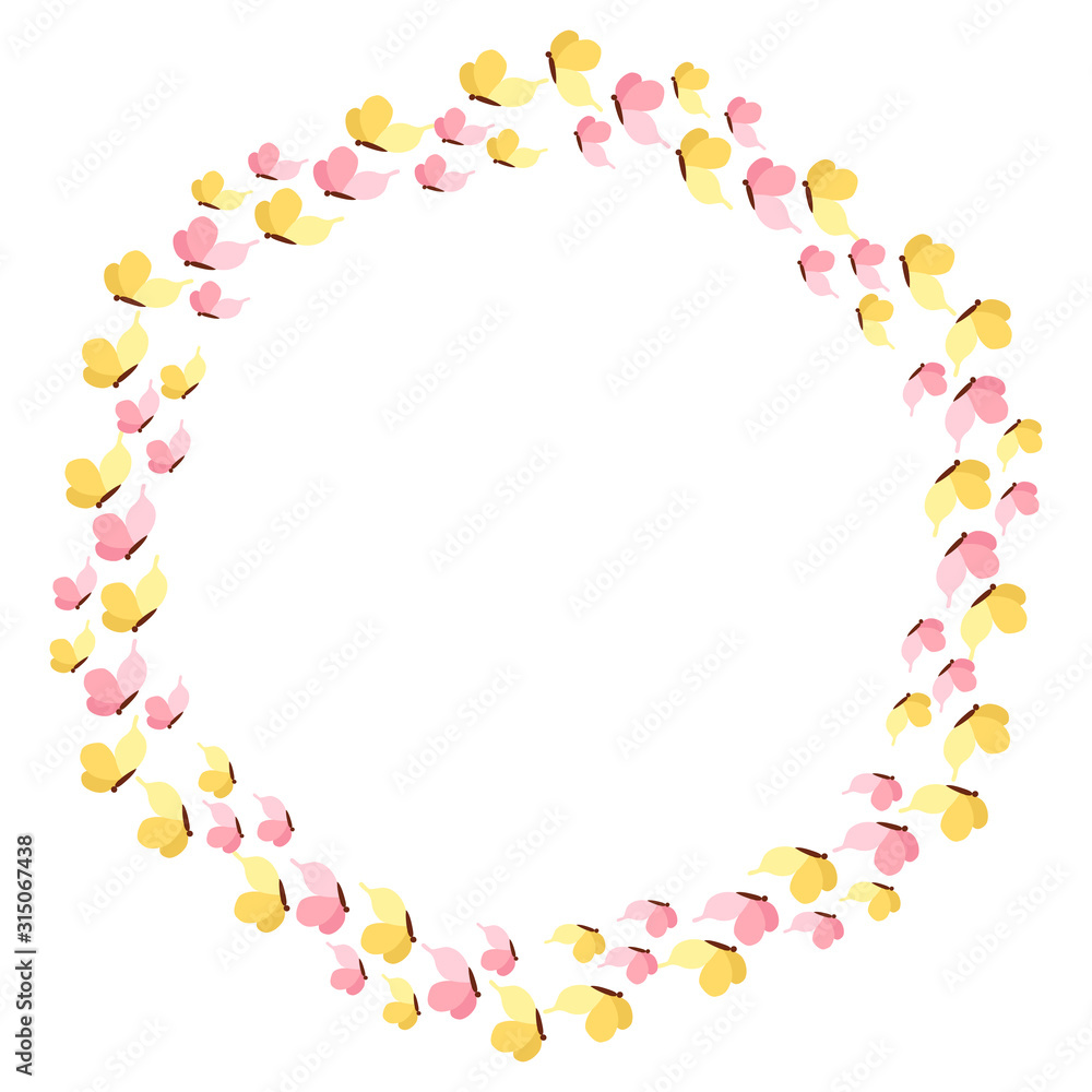 circular wreath with butterflies. oval round frame. Greeting card. circular wreath with butterflies. oval round frame. Greeting card.