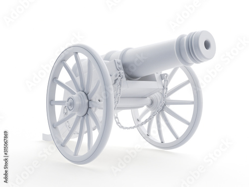 3d rendered object illustration of an abstract white cannon