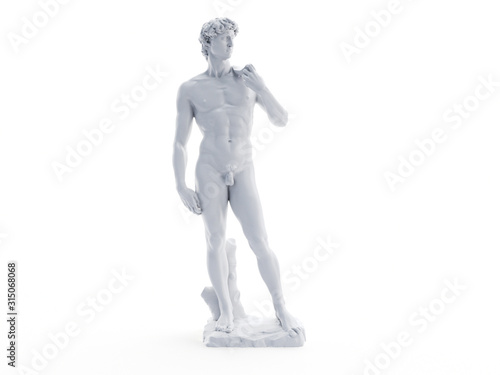 3d rendered object illustration of an abstract white david statue photo