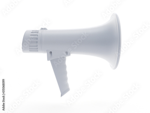 3d rendered object illustration of an abstract white megaphone photo