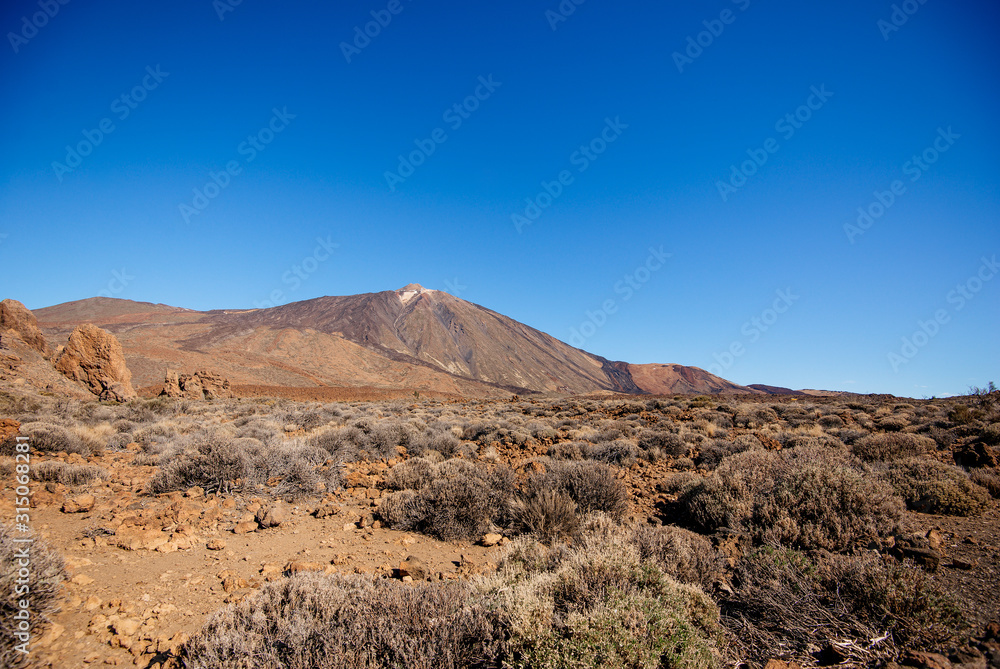View of the Teide volcano from the Guajara peak, Tenerife, Spain.  Teide National Park