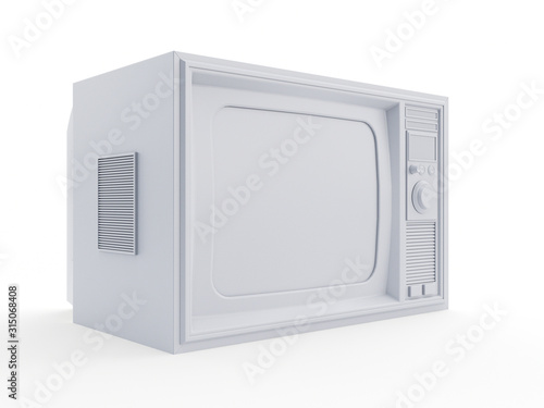 3d rendered object illustration of an abstract white old television