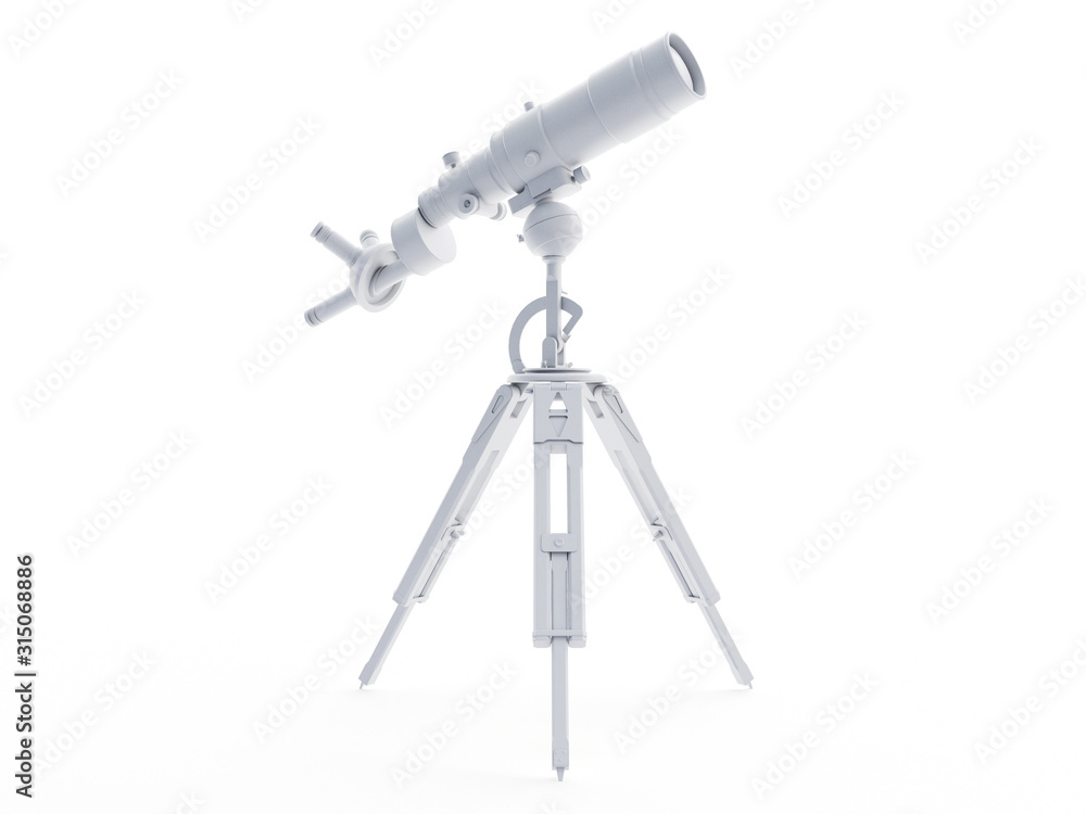 3d rendered object illustration of an abstract white telescope - obrazy, fototapety, plakaty 