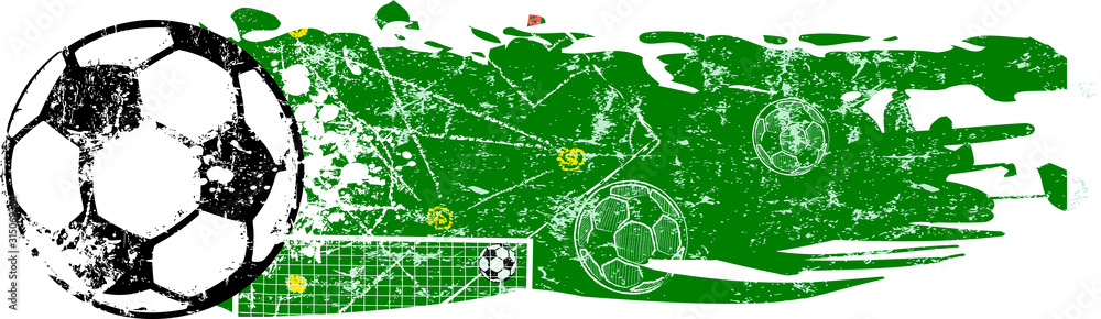 Naklejka grunge soccer o. szablon projektu piłki nożnej, wektor z bezpłatną kopię