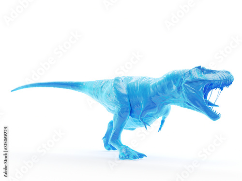 3d rendered object illustration of an abstract blue t-rex