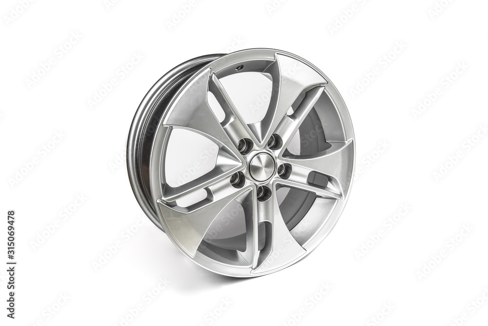 Car metal disc isolated on white background. Alloy wheels.