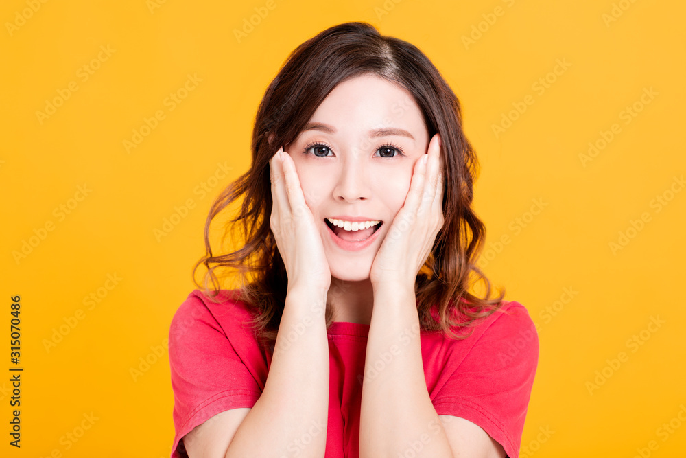 young asian woman with surprised gesture young asian woman with surprised gesture