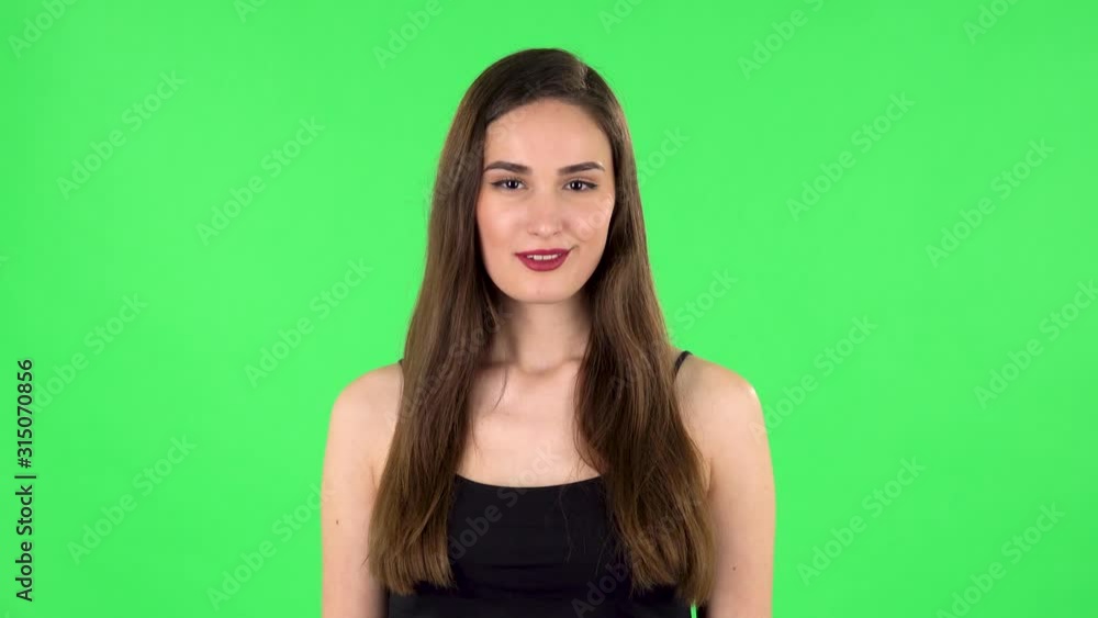 Frustrated girl says wow. Green screen Frustrated girl says wow. Green screen