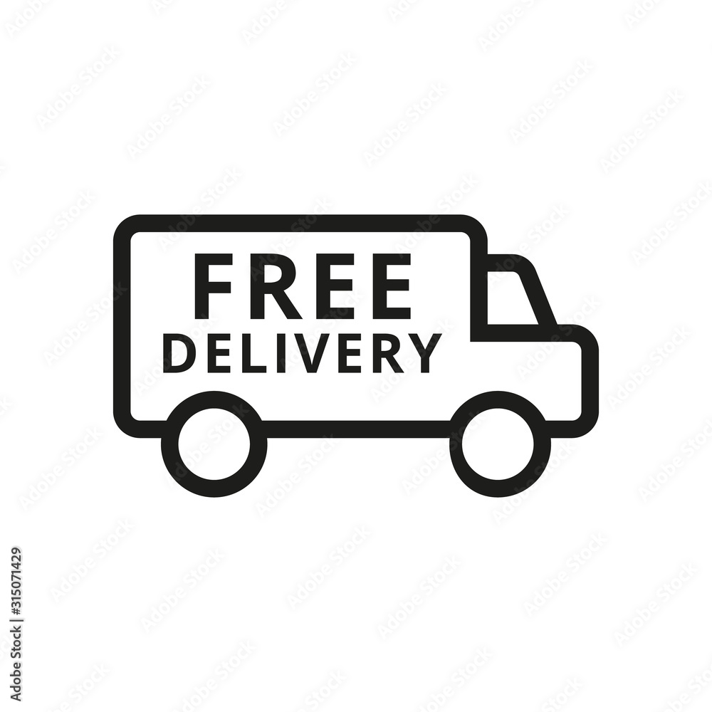 Free delivery outline truck icon. Free delivery outline truck icon.