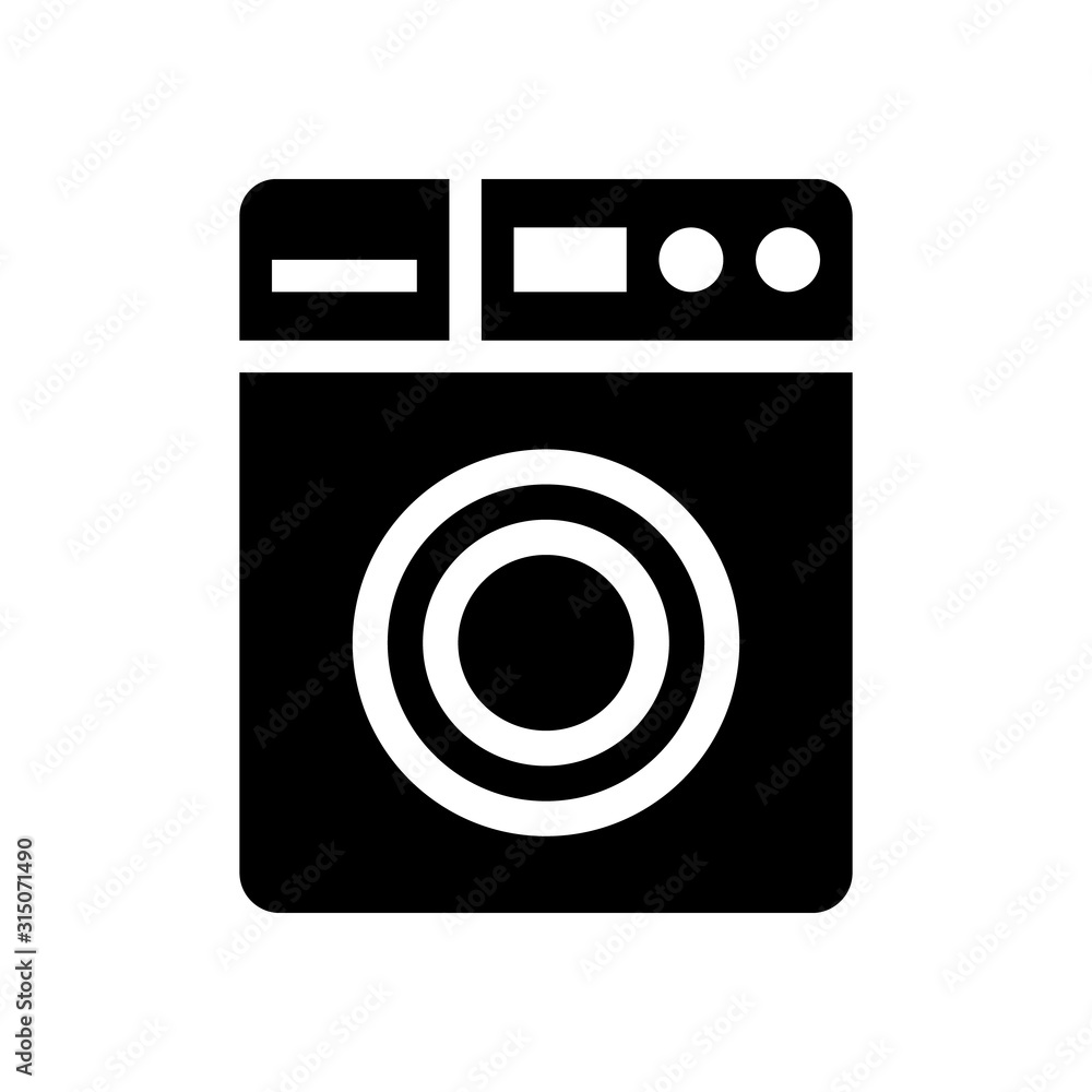 Washing machine icon on white background. Washing machine icon on white background.