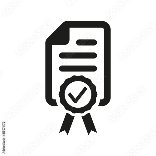 Certified or approved icon on white background.