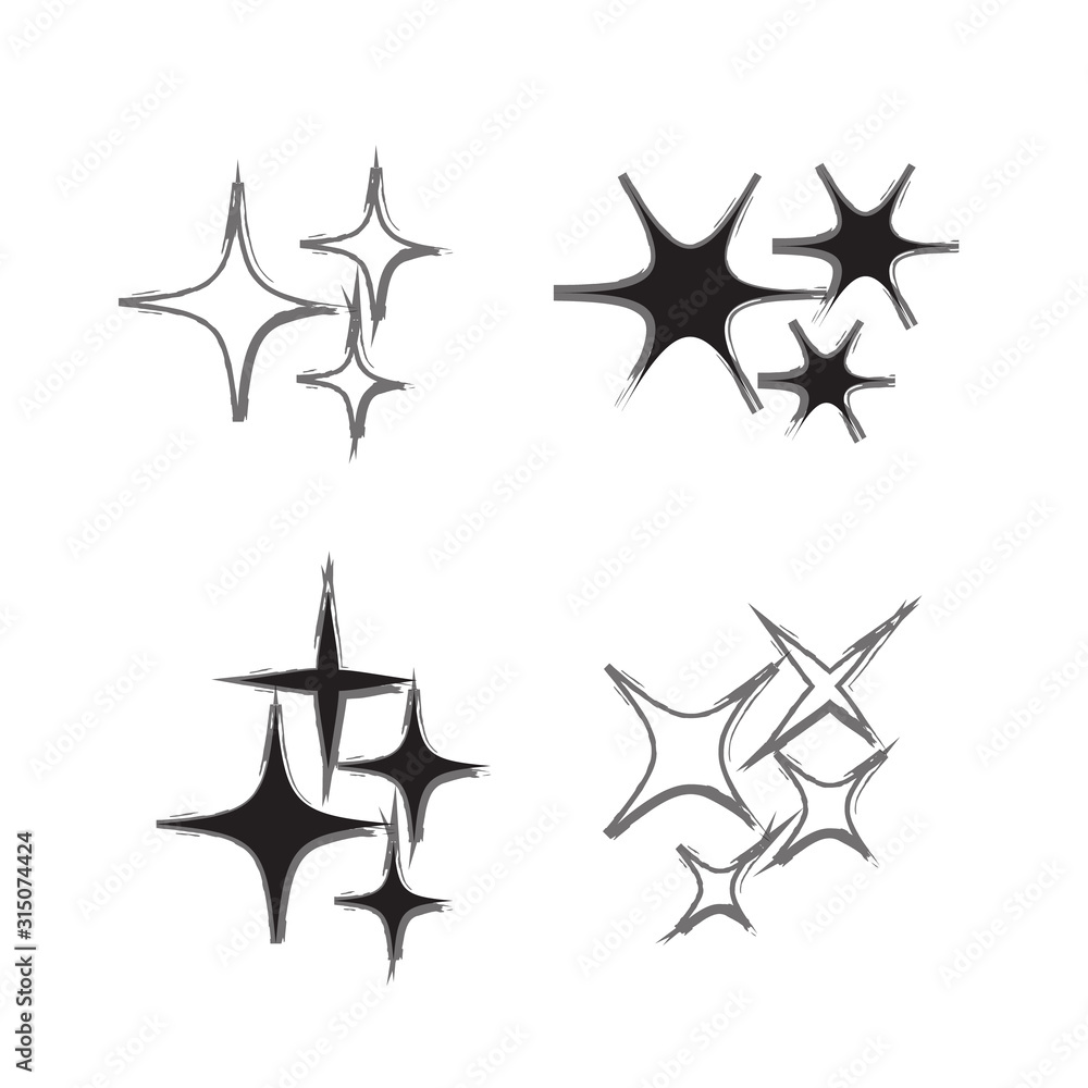 Obraz premium Sparkles icon set. Star element. Sparkle lights vector