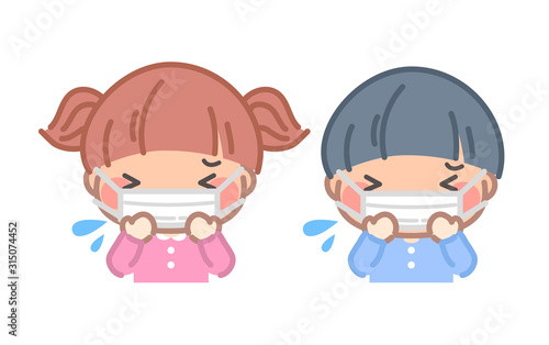 風邪を引くこども