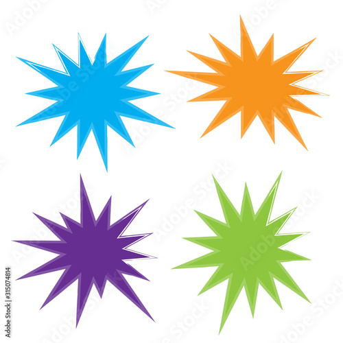 Bursting speech star set. Starburst isolated icons set