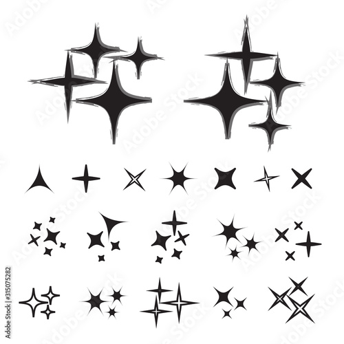 Sparkle lights stars set. Glowing light effect star.