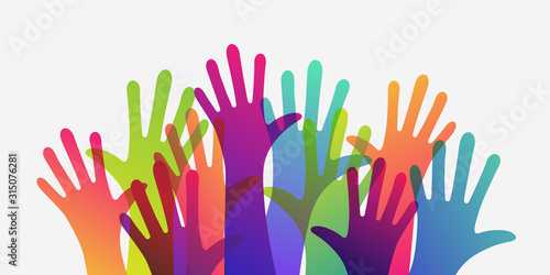 hands of different colors. cultural and ethnic diversity, vector illustration
