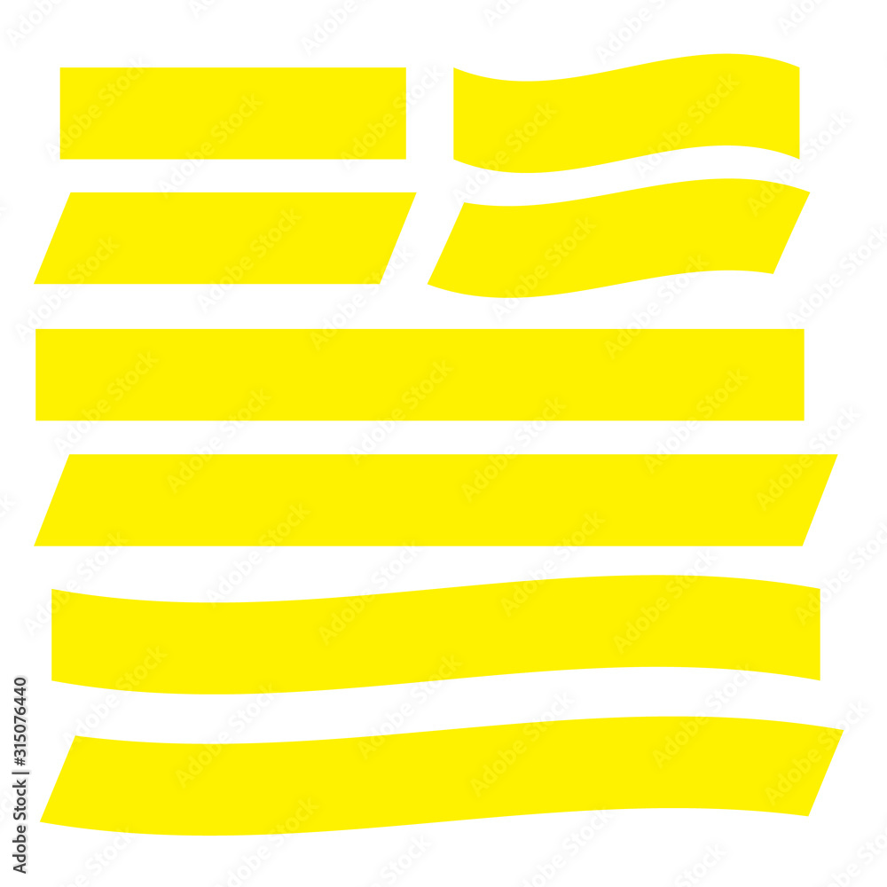Yellow highlight marker lines. Highlighter strokes and pen brush vector Yellow highlight marker lines. Highlighter strokes and pen brush vector
