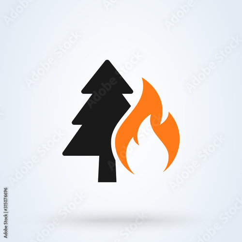 Forest Fire Simple vector modern icon design illustration.