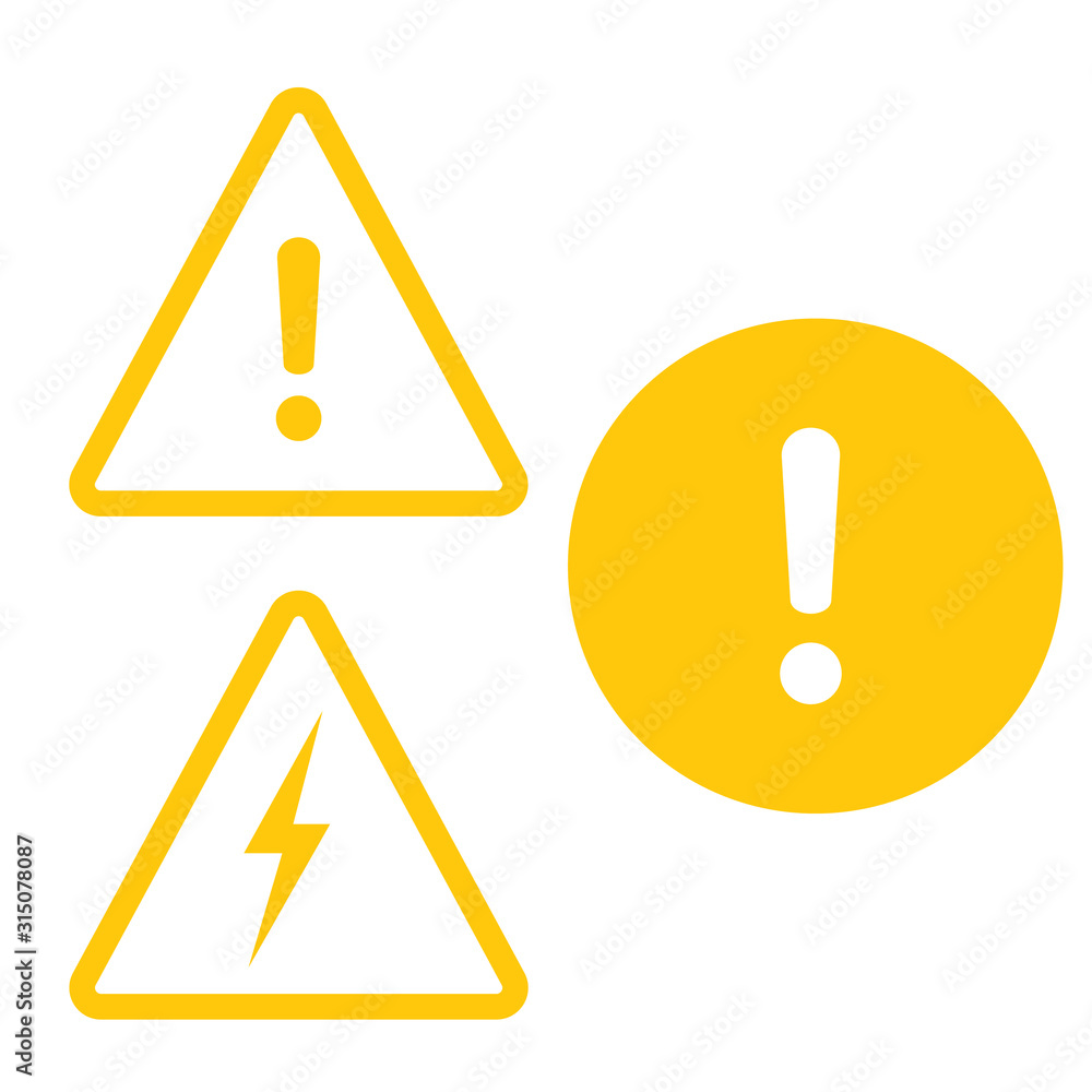 Caution icon. Attention mark. Danger sign Caution icon. Attention mark. Danger sign