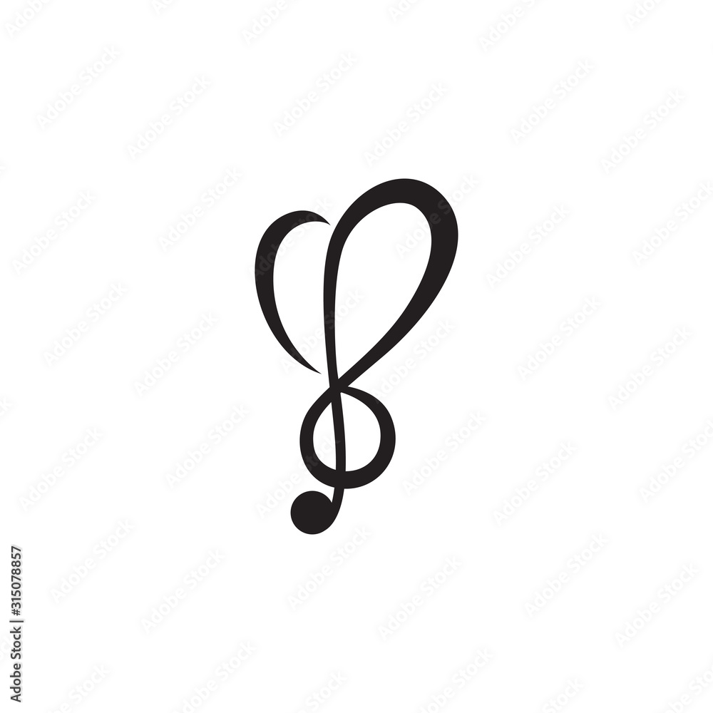love heart note music logo template silhouette love heart note music logo template silhouette
