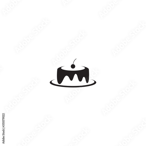 Sweet logo template design vector Illustration of cake with cherries