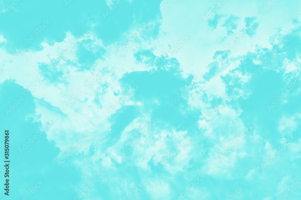 Mint aqua menthe color background, clouds texture pattern