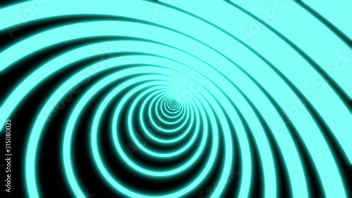 computer generated neon circles tunnel on a black background consisting of moving blue narrow crossed stripes. Art, commercial and business concept motion backdrop. 3D rendering 4K video.