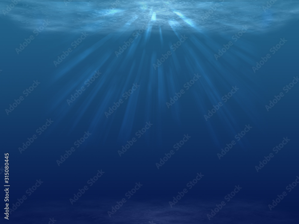 Unterwasserlandschaft mit Sonnenstrahlen Vorlage