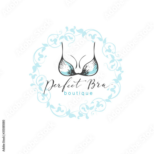 Vector emblem woman lingerie theme with lettering