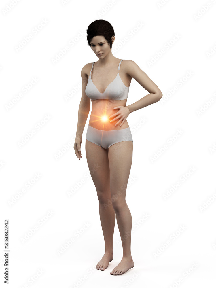 3d rendered medically accurate illustration of a woman having a bellyache 3d rendered medically accurate illustration of a woman having a bellyache