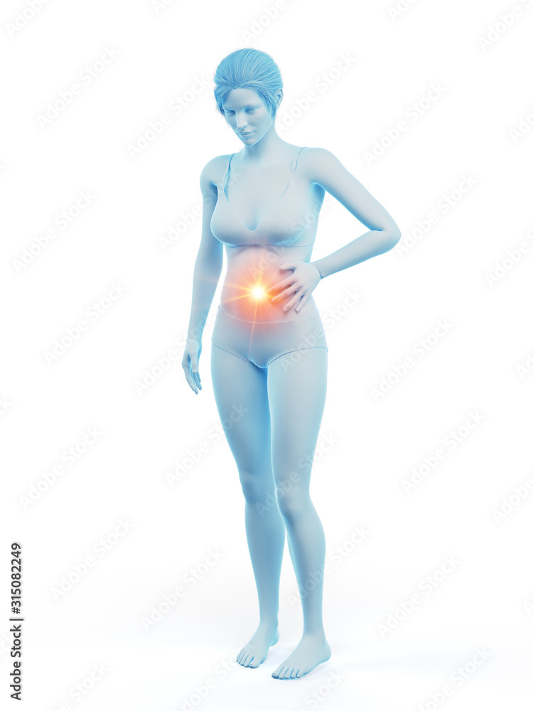 3d rendered medically accurate illustration of a woman having a bellyache 3d rendered medically accurate illustration of a woman having a bellyache
