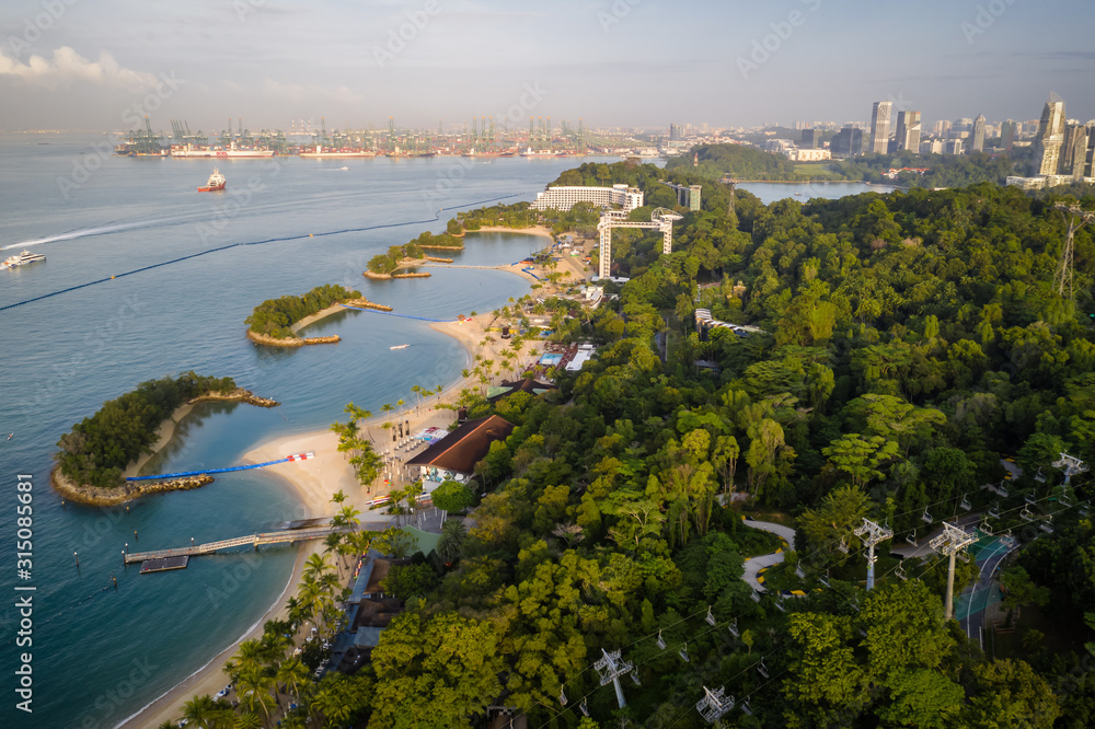 Dec 25, 2019 Singapore beach from drone aerial shot. It is a theme park located within Resorts World Sentosa on Sentosa Island