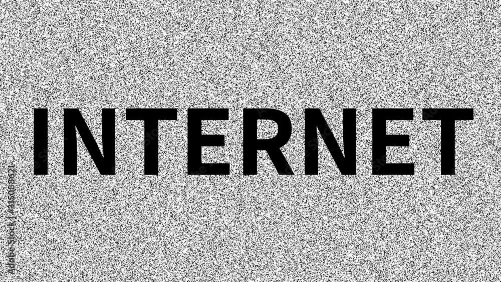 Internet. Word about problem on noisy old screen. Looping VHS interference. Vintage animated background. 4K video footage Internet. Word about problem on noisy old screen. Looping VHS interference. Vintage animated background. 4K video footage