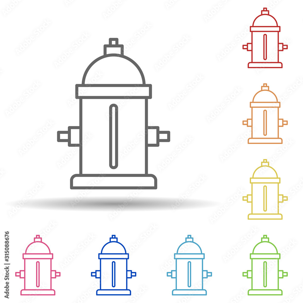 Hydrant, firefighter in multi color style icon. Simple thin line, outline vector of firefighter icons for ui and ux, website or mobile application